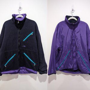 Vintage 90s North Face Reversible Nylon Fleece Jacket Size L Made in USA